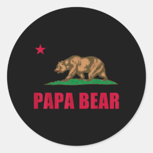 California Republic Papa Bear Dad Fathers Day Gift Classic Round Sticker