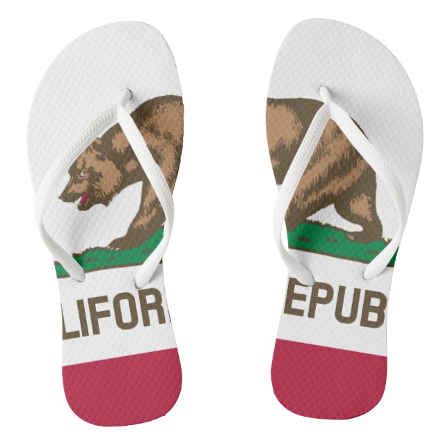 California Republic state bear flag flip flops (Footbed)