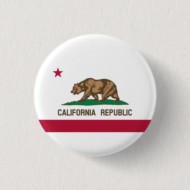 California Republic State Flag 1 Inch Round Button (Front)