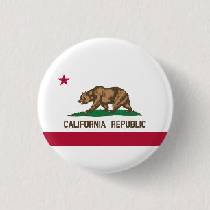 California Republic State Flag 1 Inch Round Button