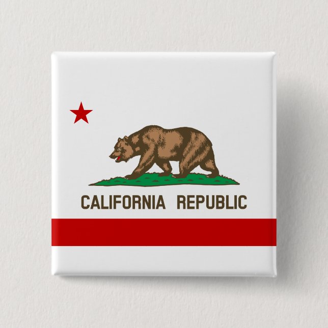 California Republic State Flag 2 Inch Square Button (Front)