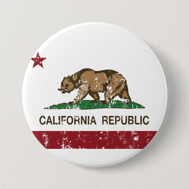 california republic state flag 3 inch round button (Front)