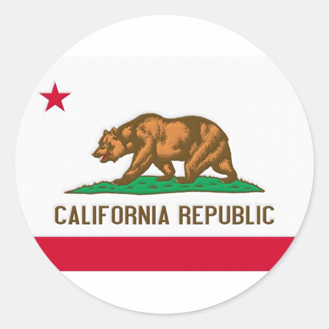 California Republic State Flag Classic Round Sticker (Front)