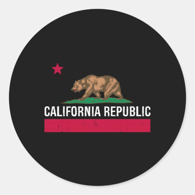California Republic State Flag Classic Round Sticker (Front)