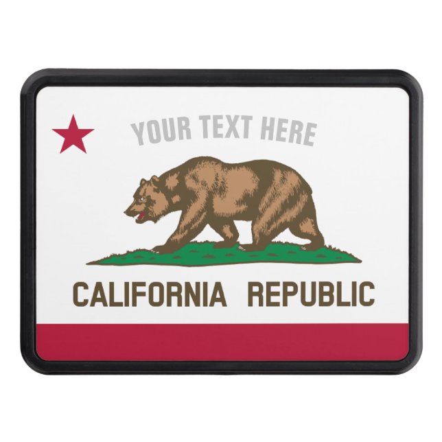 California Republic state flag custom text car Trailer Hitch Cover (Front)