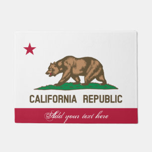 California Republic state flag door mat with bear