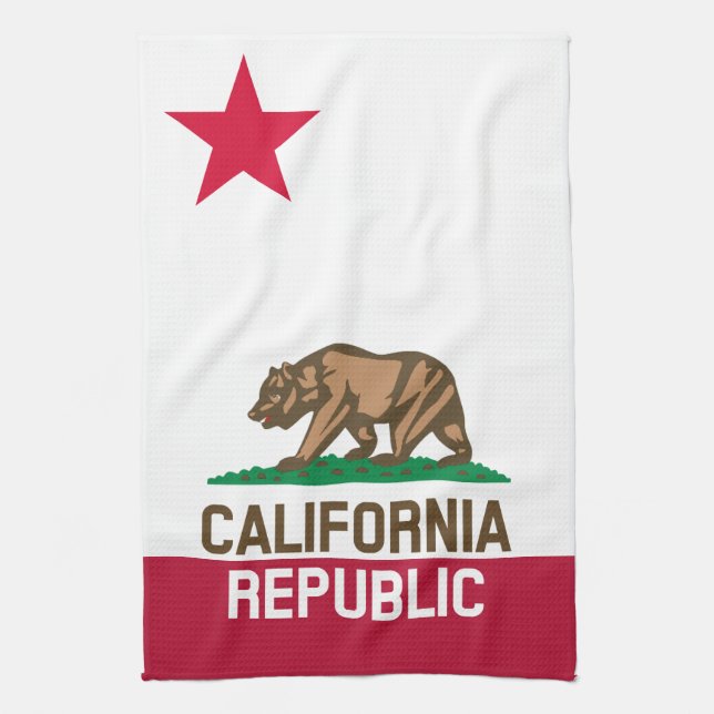 CALIFORNIA REPUBLIC State Flag Fitted Designs Kitchen Towel (Vertical)