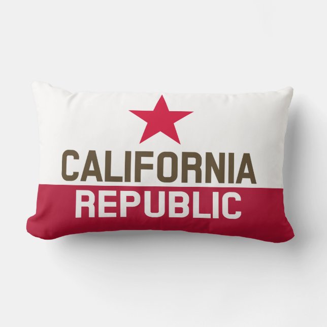 CALIFORNIA REPUBLIC State Flag Fitted Designs Lumbar Pillow (Front)