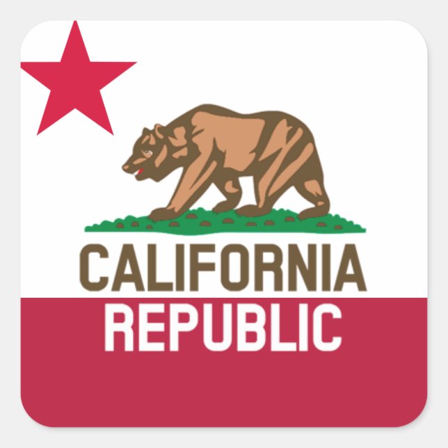 CALIFORNIA REPUBLIC State Flag Fitted Designs Square Sticker (Front)
