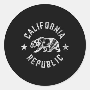 California Republic State Flag Grizzly Bear Classic Round Sticker