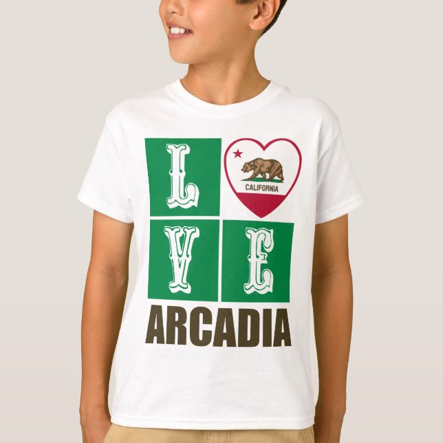 California Republic State Flag Heart Arcadia T-Shirt (Front)