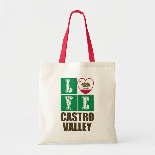 California Republic State Flag Heart Castro Valley Tote Bag (Front)