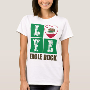 California Republic State Flag Heart Eagle Rock T-Shirt