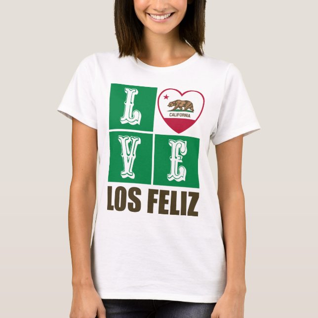 California Republic State Flag Heart Los Feliz T-Shirt (Front)