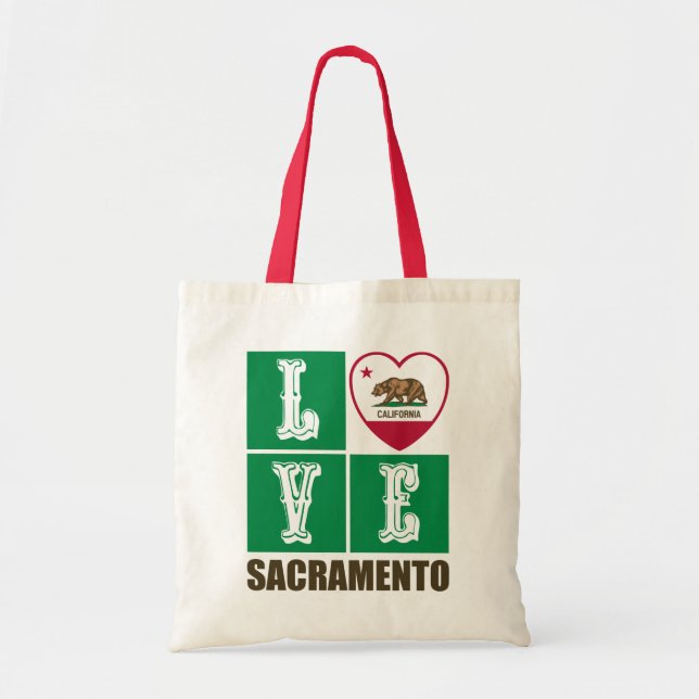California Republic State Flag Heart Sacramento Tote Bag (Front)