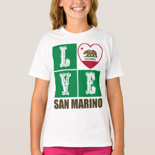 California Republic State Flag Heart San Marino T-Shirt