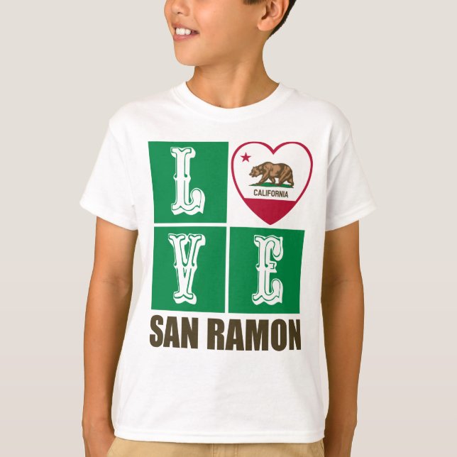 California Republic State Flag Heart San Ramon T-Shirt (Front)