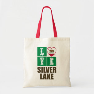 California Republic State Flag Heart Silver Lake Tote Bag