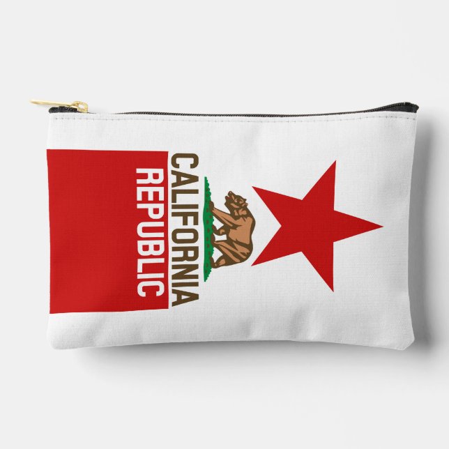 CALIFORNIA REPUBLIC State Flag Large Star Design Accessory Pouch (Front)