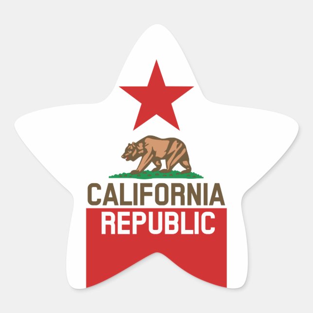 CALIFORNIA REPUBLIC State Flag Large Star Design Star Sticker (Front)