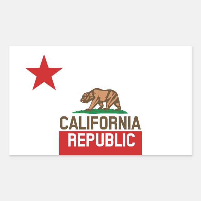 CALIFORNIA REPUBLIC State Flag Large Star Design Sticker (Front)