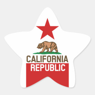 CALIFORNIA REPUBLIC State Flag Large Star Design Sticker