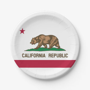 California Republic State Flag Paper Plate