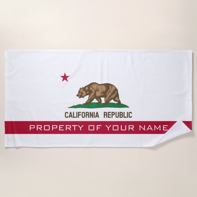 California Republic state flag personalized Beach Towel (Front)