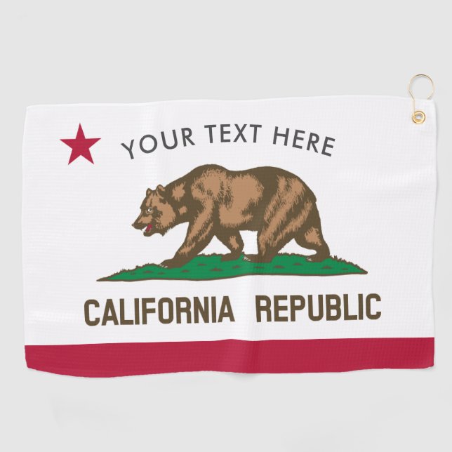 California Republic state flag personalized Golf Towel (Horizontal)