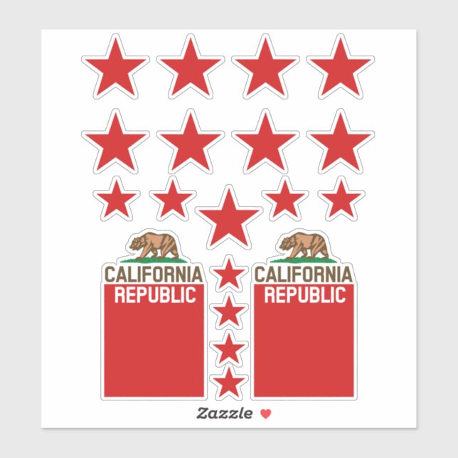 CALIFORNIA REPUBLIC State Flag Red Star Design (Sheet)