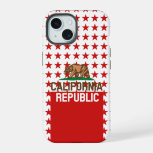 CALIFORNIA REPUBLIC State Flag Red Star Design iPhone 15 Case