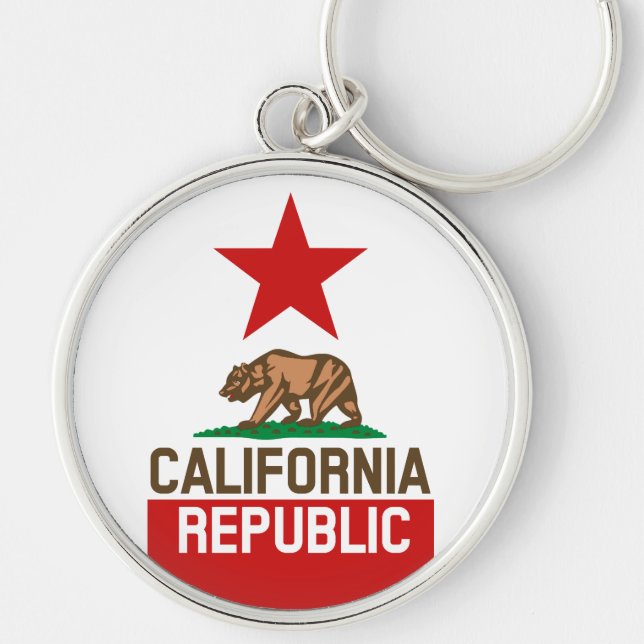 CALIFORNIA REPUBLIC State Flag Red Star Design Keychain (Front)
