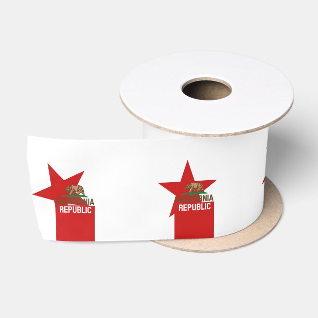 CALIFORNIA REPUBLIC State Flag Red Star Design Satin Ribbon (Spool)