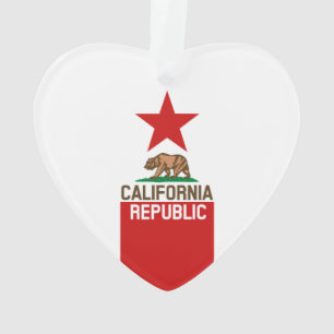 CALIFORNIA REPUBLIC State Flag Red Star Ornament