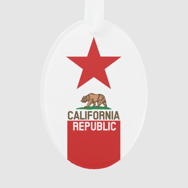 CALIFORNIA REPUBLIC State Flag Red Star Ornament (Back)
