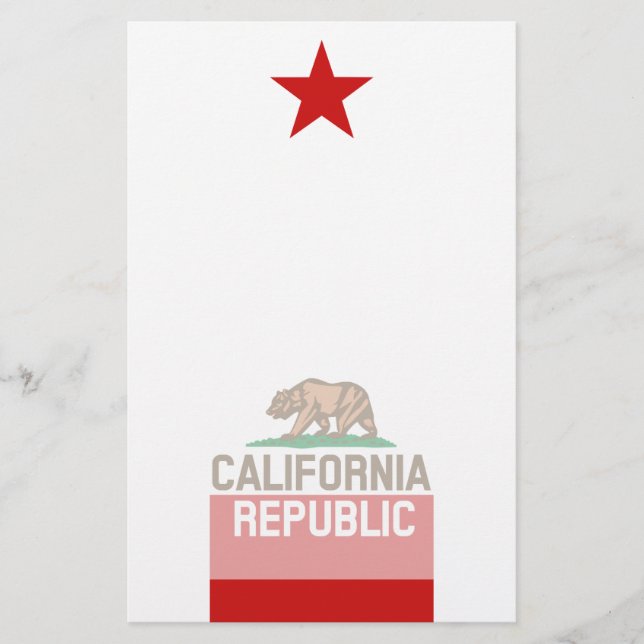 CALIFORNIA REPUBLIC State Flag Red Star Stationery (Front)