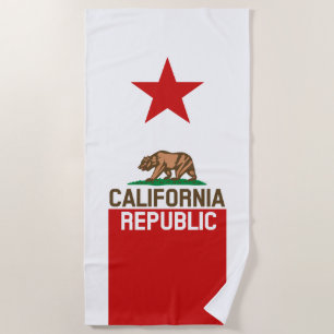 CALIFORNIA REPUBLIC State Flag Star on a Beach Towel