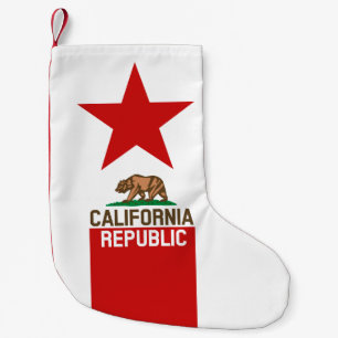 CALIFORNIA REPUBLIC State Flag Star Small Christmas Stocking