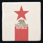 CALIFORNIA REPUBLIC State Flag Star Stone Coaster<br><div class="desc">The California state flag design is revisited here on this fine custom gift idea with a larger red star accent. Here's a selection of custom California Republic designs available on embroidered casual gear and gift ideas for everyone. Use the "Ask this Designer" link to contact us with your special design...</div>