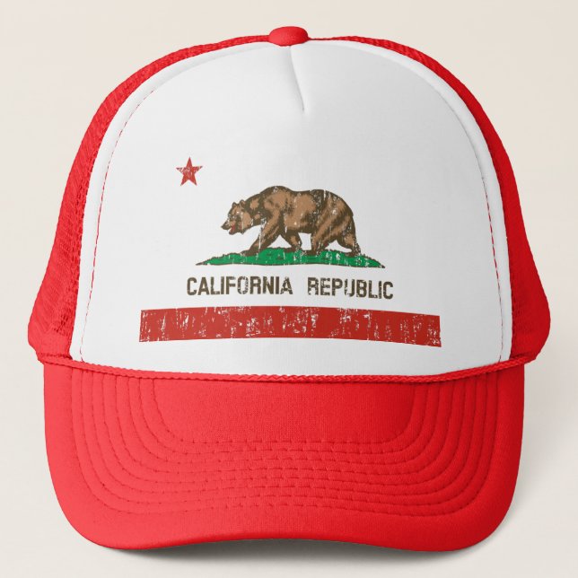California Republic State Flag Trucker Hat (faded) (Front)