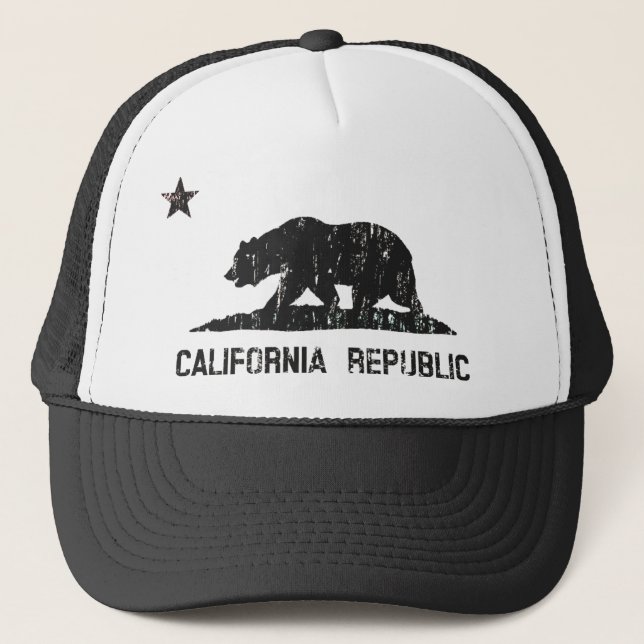 California Republic State Flag Trucker Hat (faded) (Front)