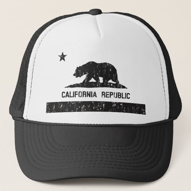 California Republic State Flag Trucker Hat (faded) (Front)