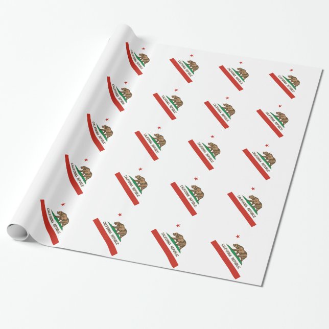 California Republic State Flag Wrapping Paper (Unrolled)
