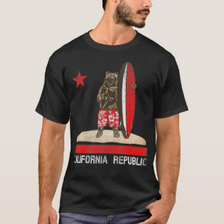 California Republic State Surfer Bear Surfing T-Shirt