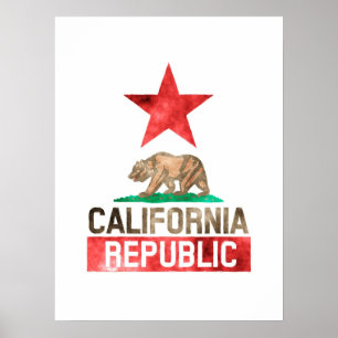 California Republic Watercolor Poster
