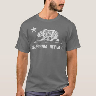 California Republic White Distressed State Flag Be T-Shirt
