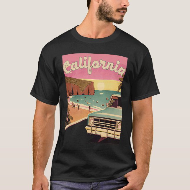 California Retro Beach Vacation Graphics  Cali Sur T-Shirt (Front)