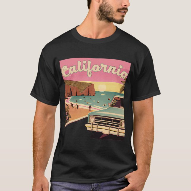 California Retro Beach Vacation Graphics  Cali Sur T-Shirt (Front)