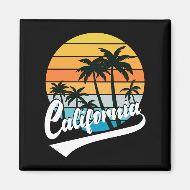 California Retro Sunset And Palm Trees Magnet (Front)