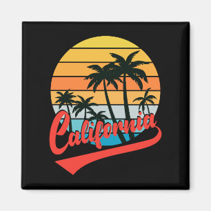 California Retro Sunset And Palm Trees Magnet